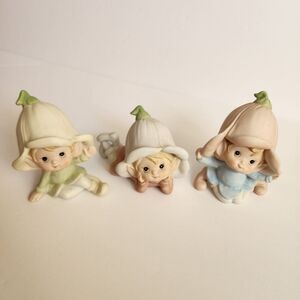 Vintage Homco Set of 3 Ceramic Pixie Elves